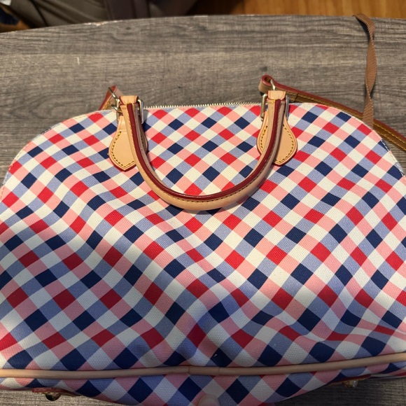 Dooney & Bourke Red and Blue Plaid Satchel - Picture 3 of 7